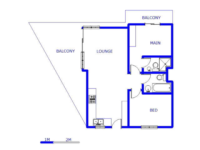Floor plan of the property in Rosebank - JHB