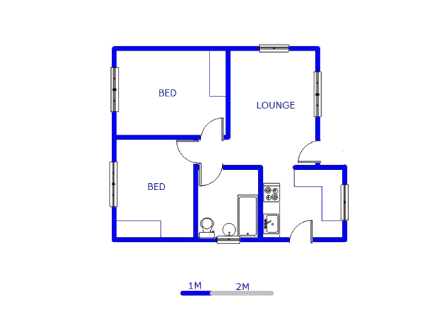 Floor plan of the property in Riverlea - JHB