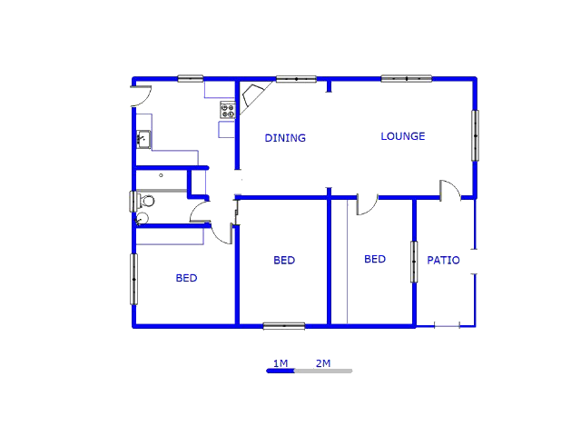 Floor plan of the property in Riverlea - JHB