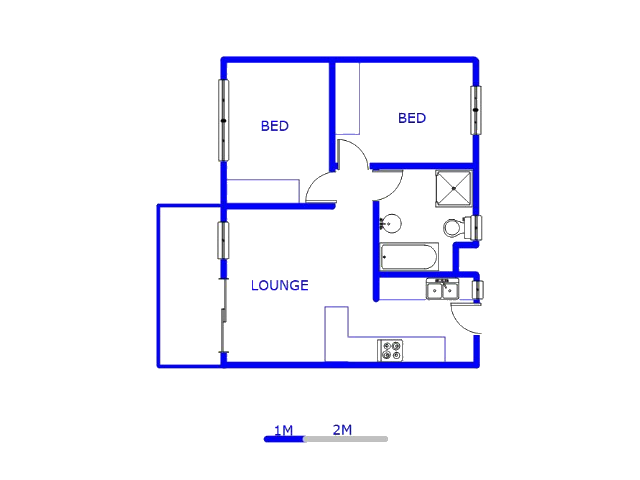 Floor plan of the property in Rooihuiskraal